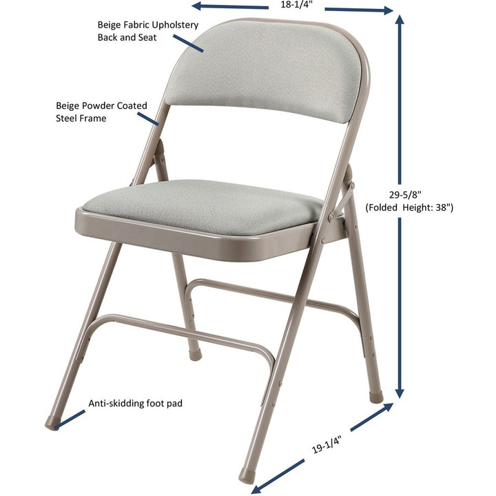 Image of Lorell Chairs,Folding,225 lb Cap,18-3/8"x19-1/4"x29-5/8",4/CT,Beige