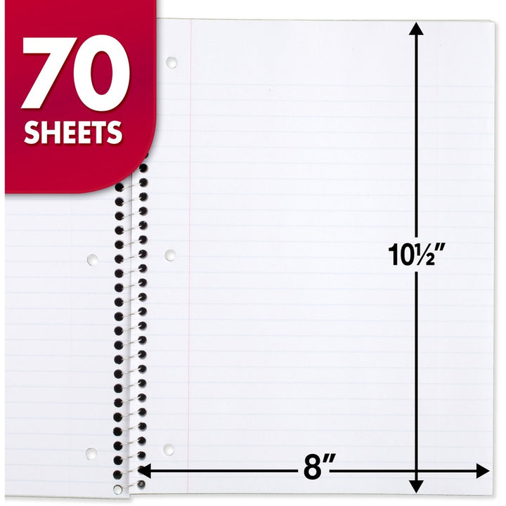 Image of Mead® Notebooks,1-Subject,Wide Rule,70 Sht,10-1/2"x8", 6/BD, AST