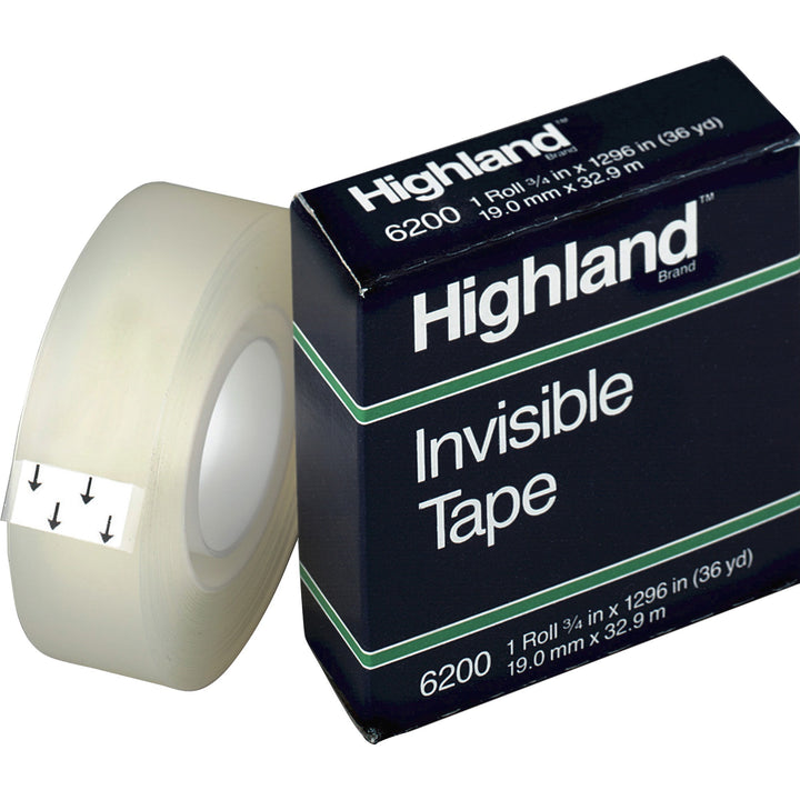 Image of 3M Invisible Tape, 1" Core, 3/4"x1296", 12 Rolls/PK, Clear