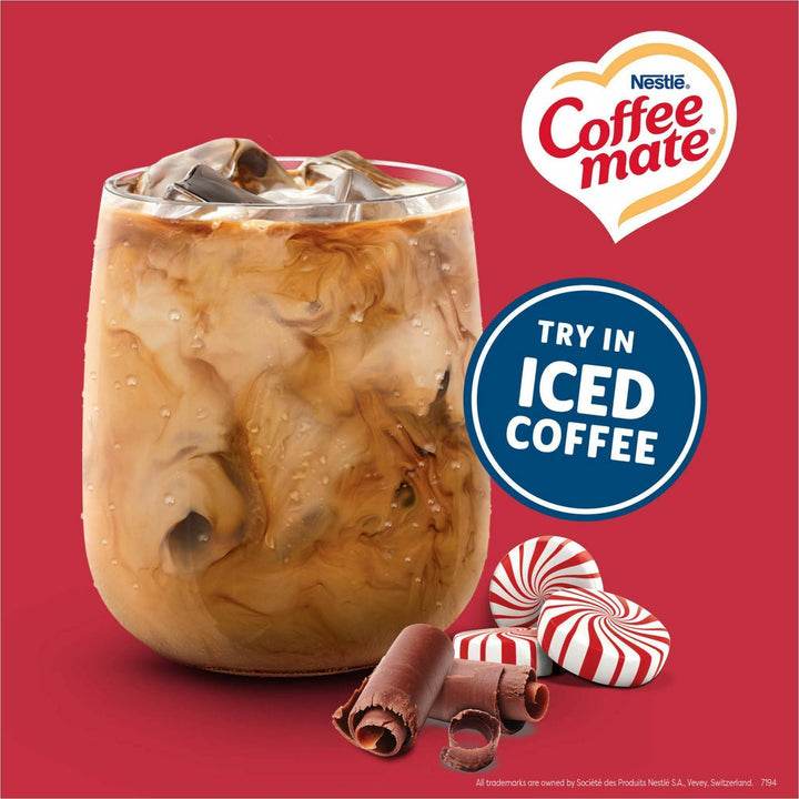 Image of Coffee mate 76060CT Peppermint Mocha Nondairy Liquid Creamer Singles, Peppermint Mocha Flavor, 0.38 fl oz (11 mL), 200 Serving, 50/Box, 4 / Carton