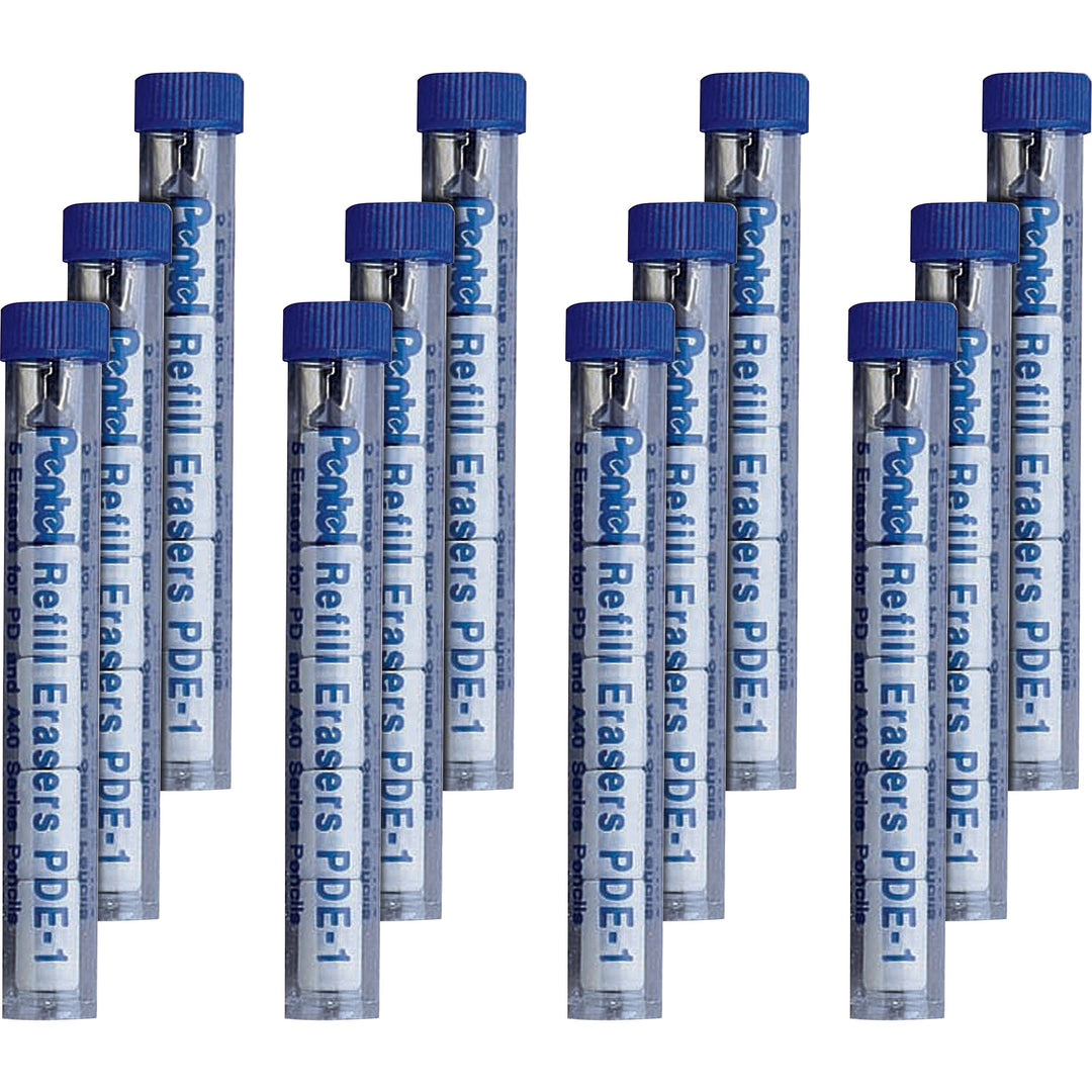 Image of Pentel® Erasers, For Automatic Drafting Pencils, 5/Tube, 12TB/BX, WE