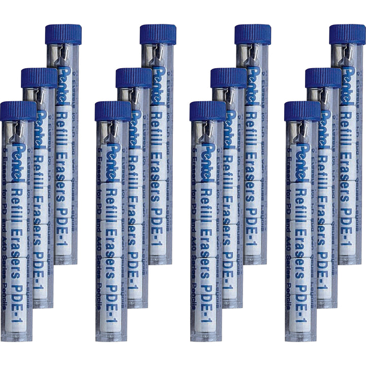 Image of Pentel® Erasers, For Automatic Drafting Pencils, 5/Tube, 12TB/BX, WE
