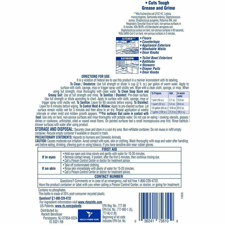 Image of Lysol 77617CT Clean/Fresh Lemon Cleaner