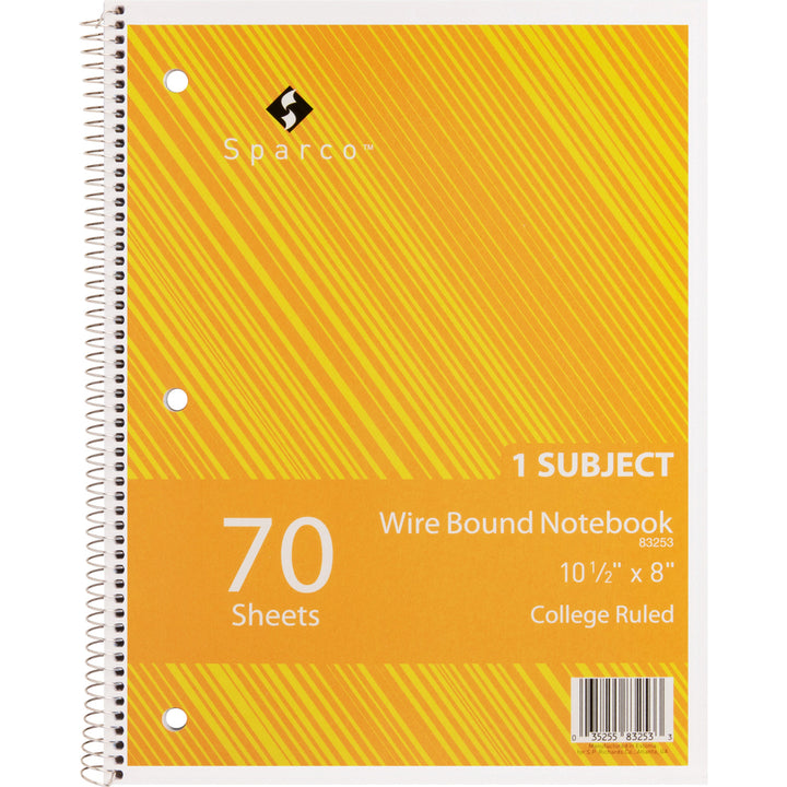Image of Sparco Notebooks,1 Subject,10-1/2"x8",College Ruled,70 Sht,5/BD,AST