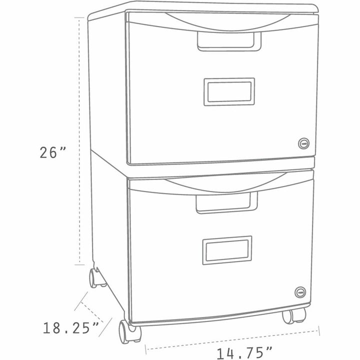 Image of Storex File Cabinet,2 Drawers,Ltr/Lgl,14-3/4"x18-1/4"x25-1/2",BK