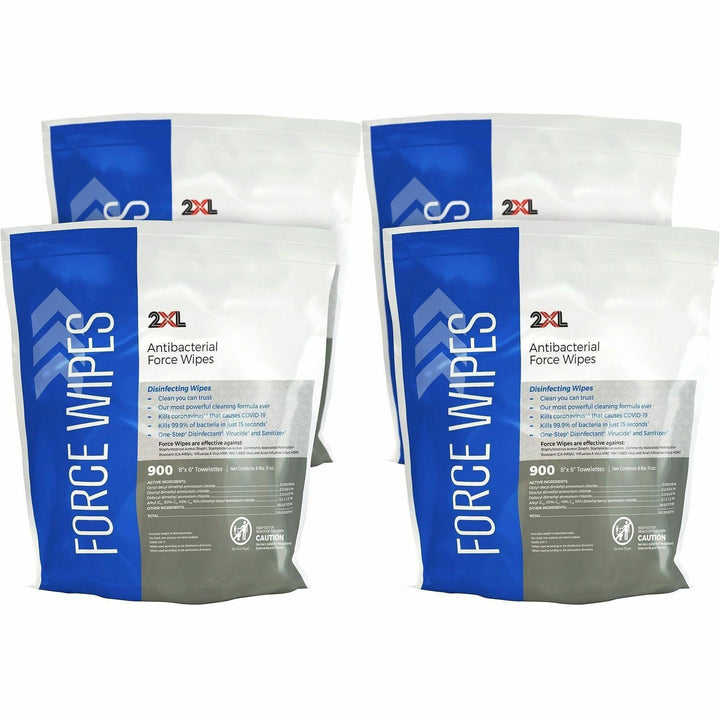 Image of 2XL Wipes,f/Antibacterial Force Bucket,900Shts/BG,6"x8",4/CT,WE