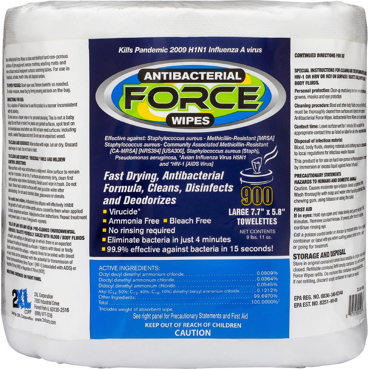 Image of 2XL Wipes,f/Antibacterial Force Bucket,900Shts/BG,6"x8",4/CT,WE
