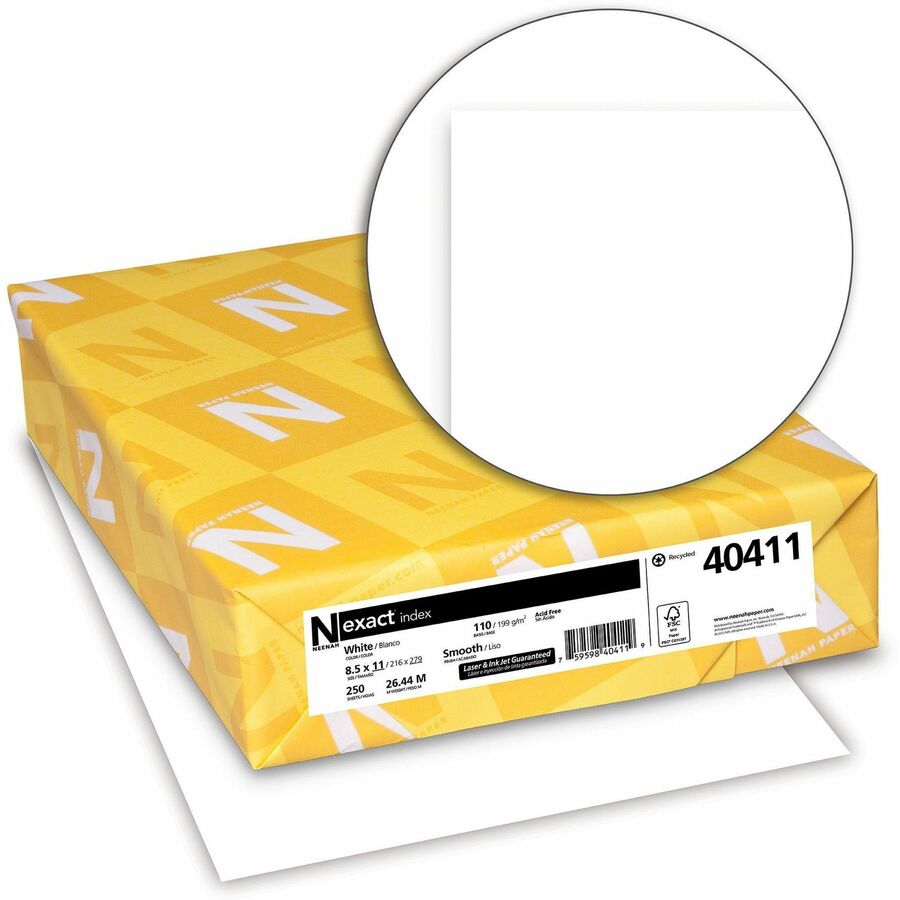 Image of Wausau Papers Index Paper,110 lb,94 Bright,8-1/2"x11",250SH/PK,2PK/BD,WE