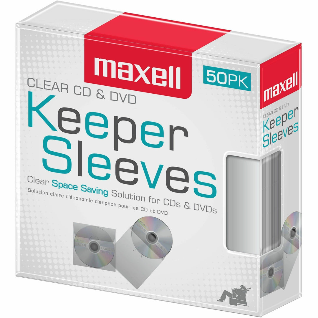 Image of Maxell® Disc Sleeve, Space-Saving, 1-1/2"Wx5-1/4"Lx6-1/2"H, 50/PK,CL