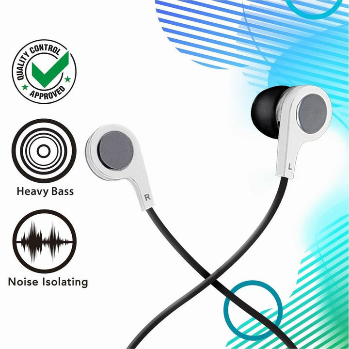 Image of Maxell® B-13 Bass Earbuds with Microphone, 52" Cord, White