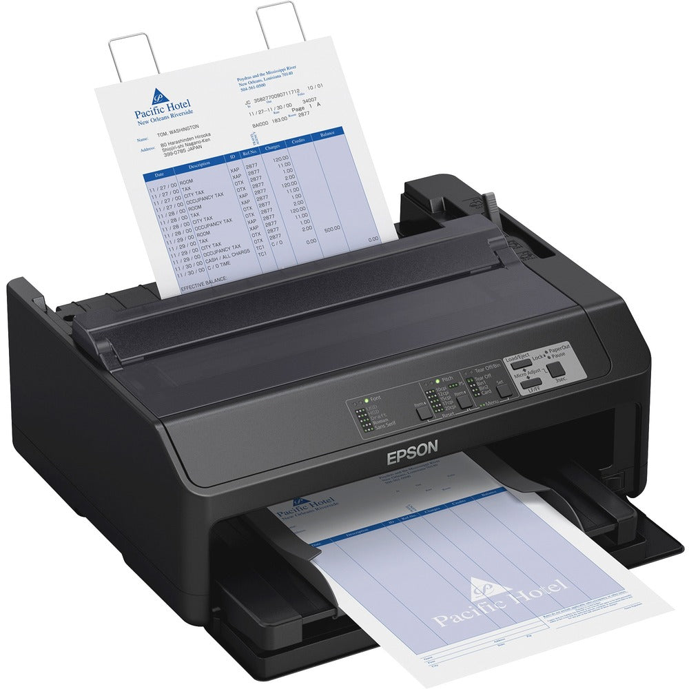 Image of Epson Printer, 9-Pin, Serial Impact Dot Matrix, 55dB, Black/Gray