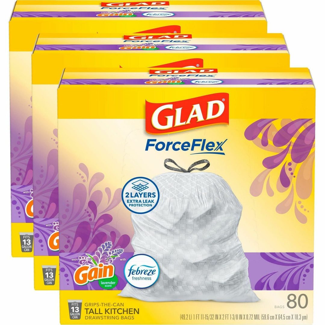 Image of Clorox® Trash Bags, Tall, Lavender, 13Gal, 0.78mil,80/BX,3 BX/CT,WE
