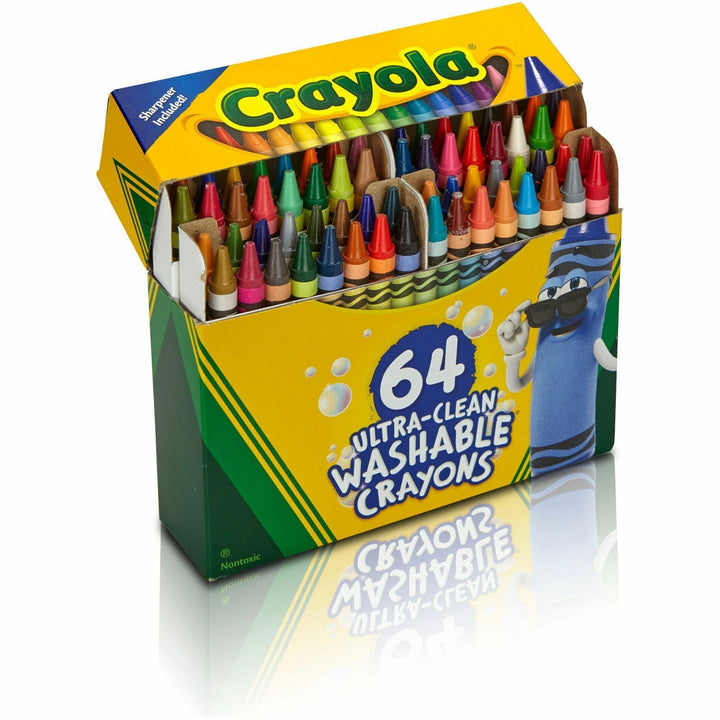 Image of Crayola® Crayons, w/Built-in Sharpener, Washable, 64/PK, Assorted