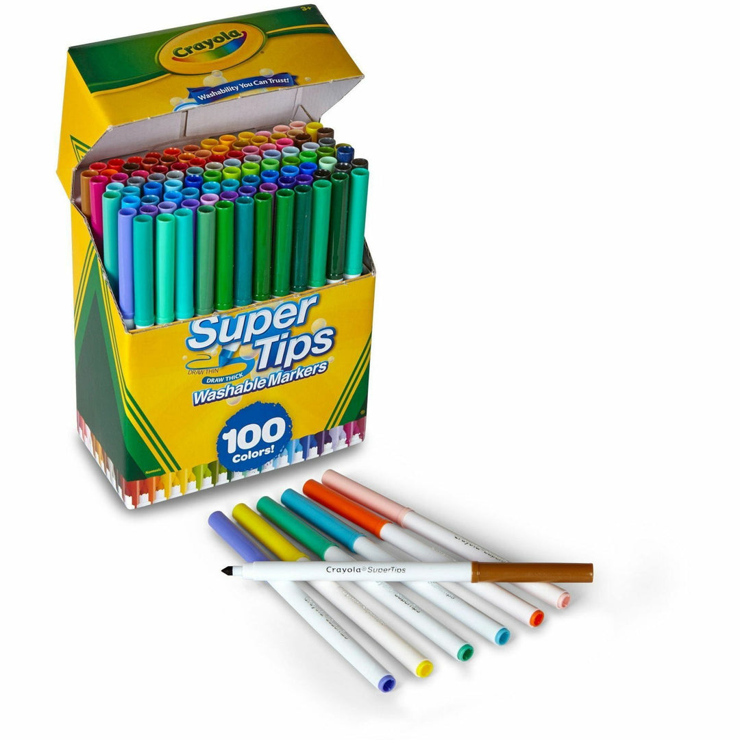 Image of Crayola® Super Tips Washable Markers, Fine/broad Bullet Tips, Assorted Colors, 100/set