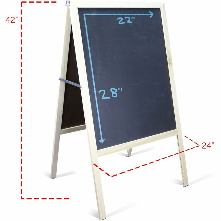 Image of Flipside Signage Easel, Dry-Erase/Chalkboard, 24"Wx42"H, Multi