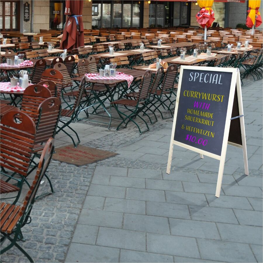 Image of Flipside Signage Easel, Dry-Erase/Chalkboard, 24"Wx42"H, Multi