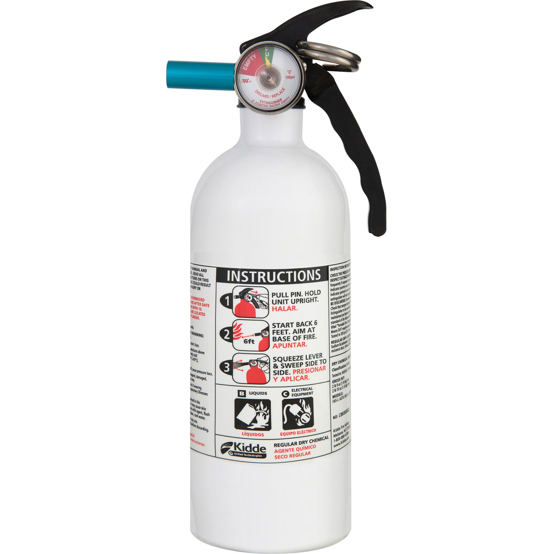 Image of Kidde Fire Extinguisher, 5B:C, 3-1/4"Wx3-1/4"Lx11-7/10"H, White