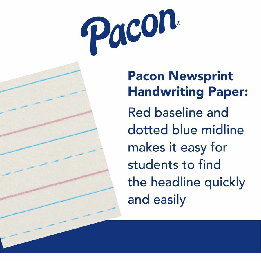 Image of Pacon® Newsprint w/Broken Midline,1-1/8"Rule,10-1/2"x8",500/RM,WE