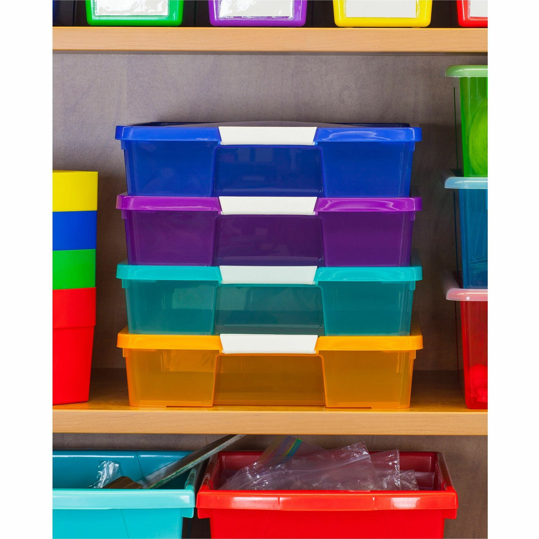 Image of Storex Craft Box, Stackable, 14"Wx14"Lx3"H, 5/CT, Assorted