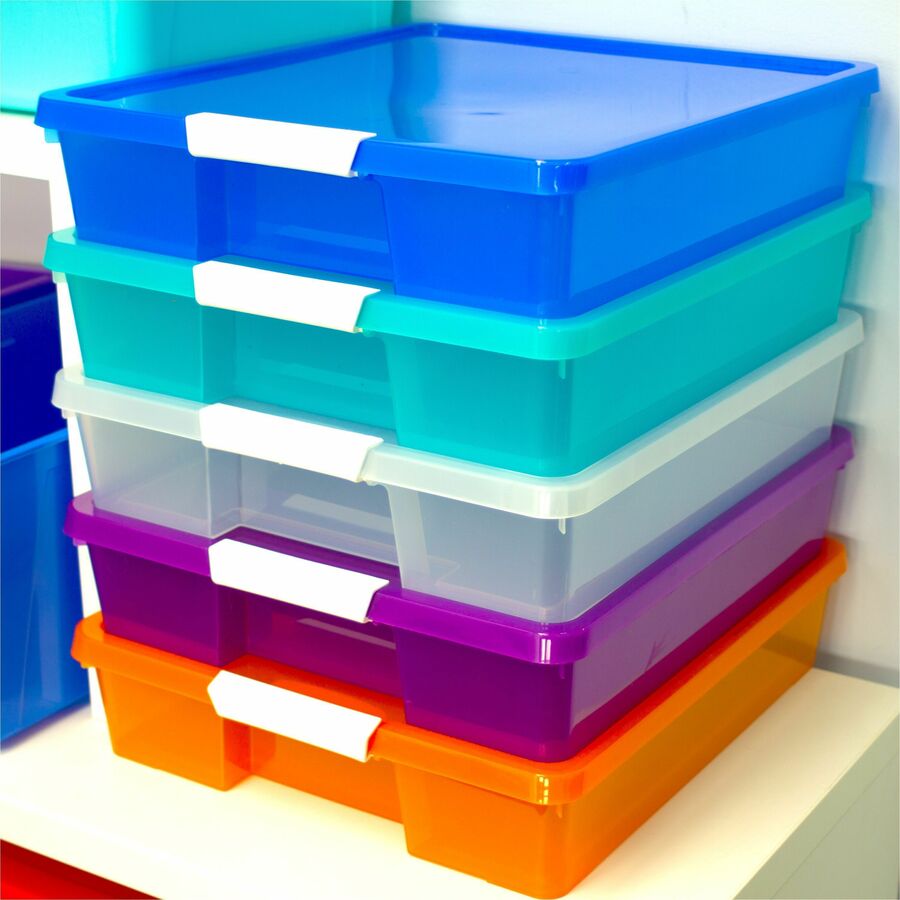 Image of Storex Craft Box, Stackable, 14"Wx14"Lx3"H, 5/CT, Assorted