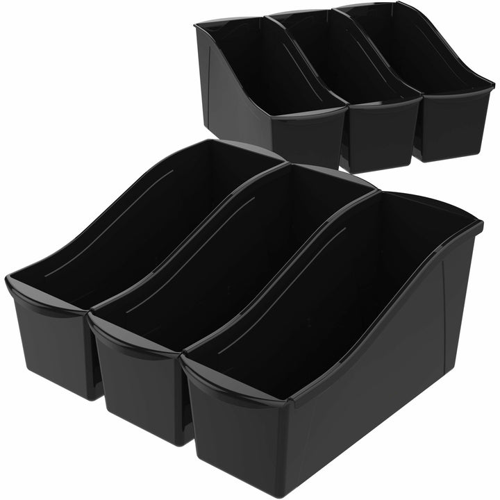 Image of Storex Large Book Bin, 5-3/10"Wx14-3/10"Lx7"H, 6/CT, Black