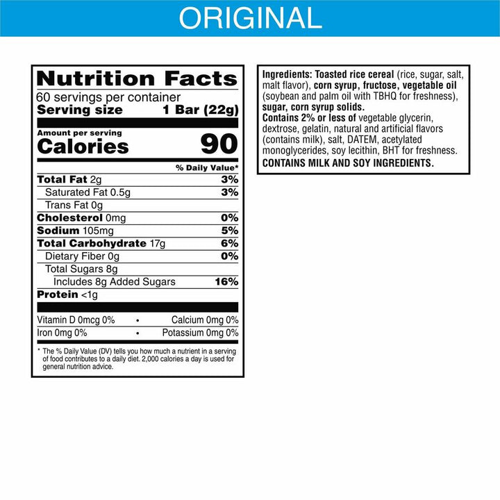 Image of Rice Krispies 17114 Original Rice Krispies Treats, Original, 60 / Carton