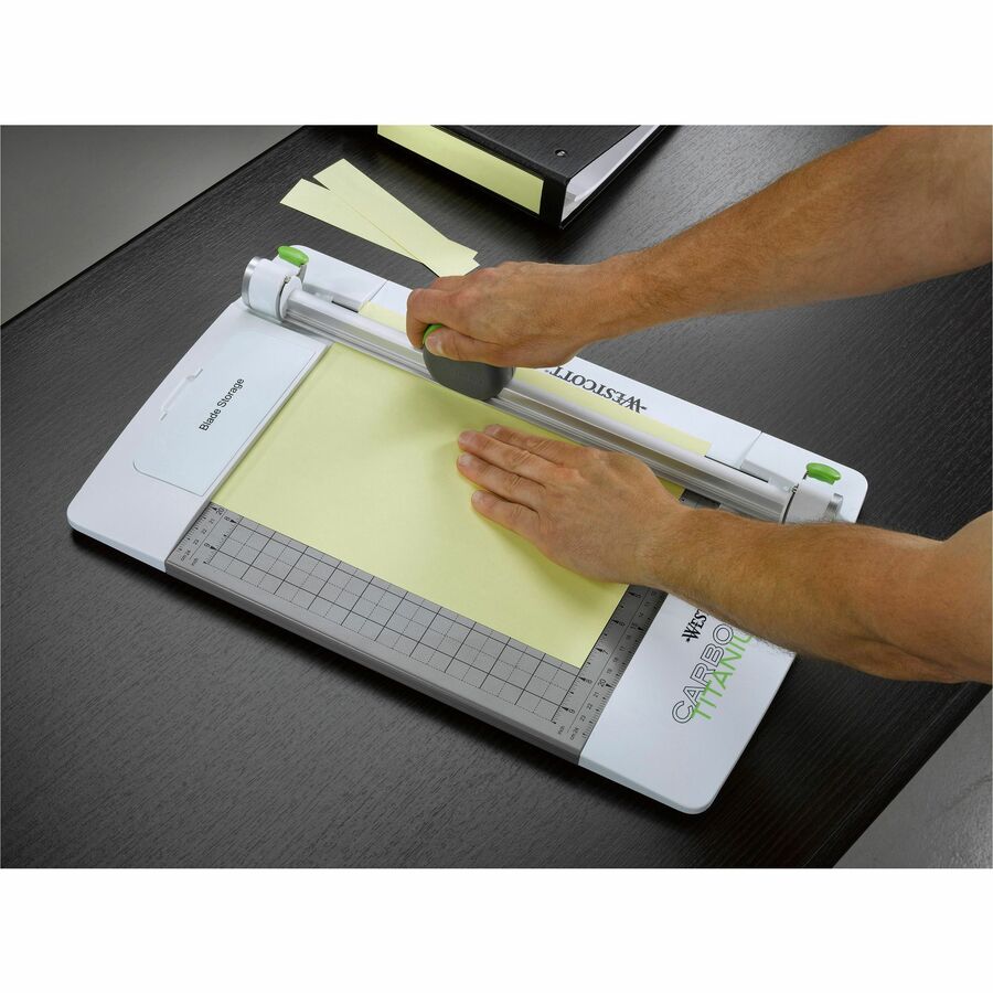 Image of Acme United Corporation Rotary Trimmer, 12-1/10"Wx19-1/4"Lx3"H, White/Green