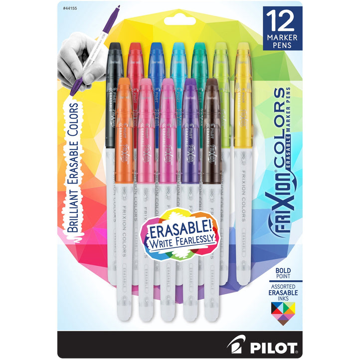 Image of Pilot FriXion Ball Clicker 44155 Marker Pens, Erasable, Assorted Ink, 12 / Pack