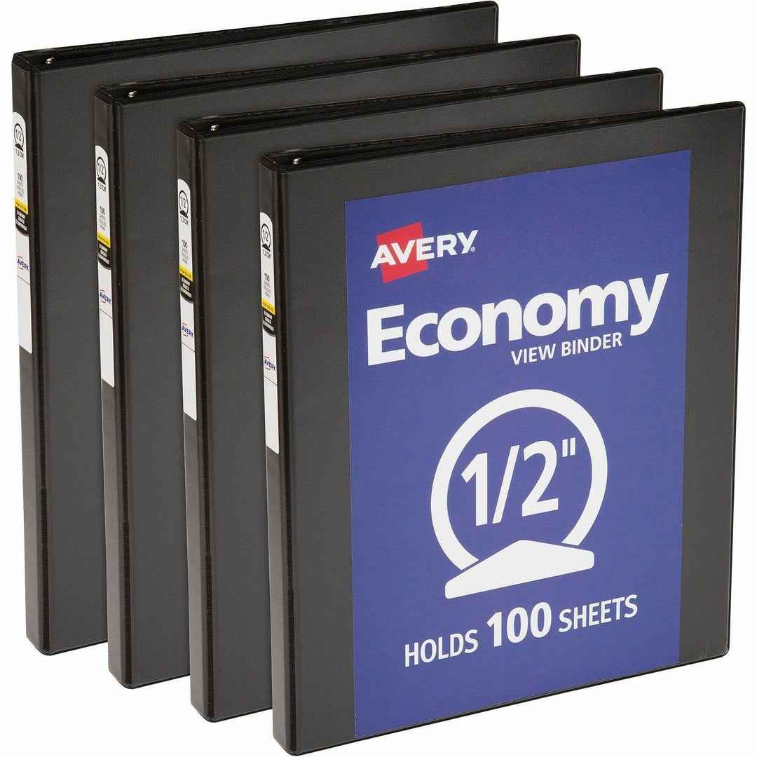 Image of Avery® View Binder, 1/2" Round Rings, Economy, 11"x8-1/2", 4/BD, BK