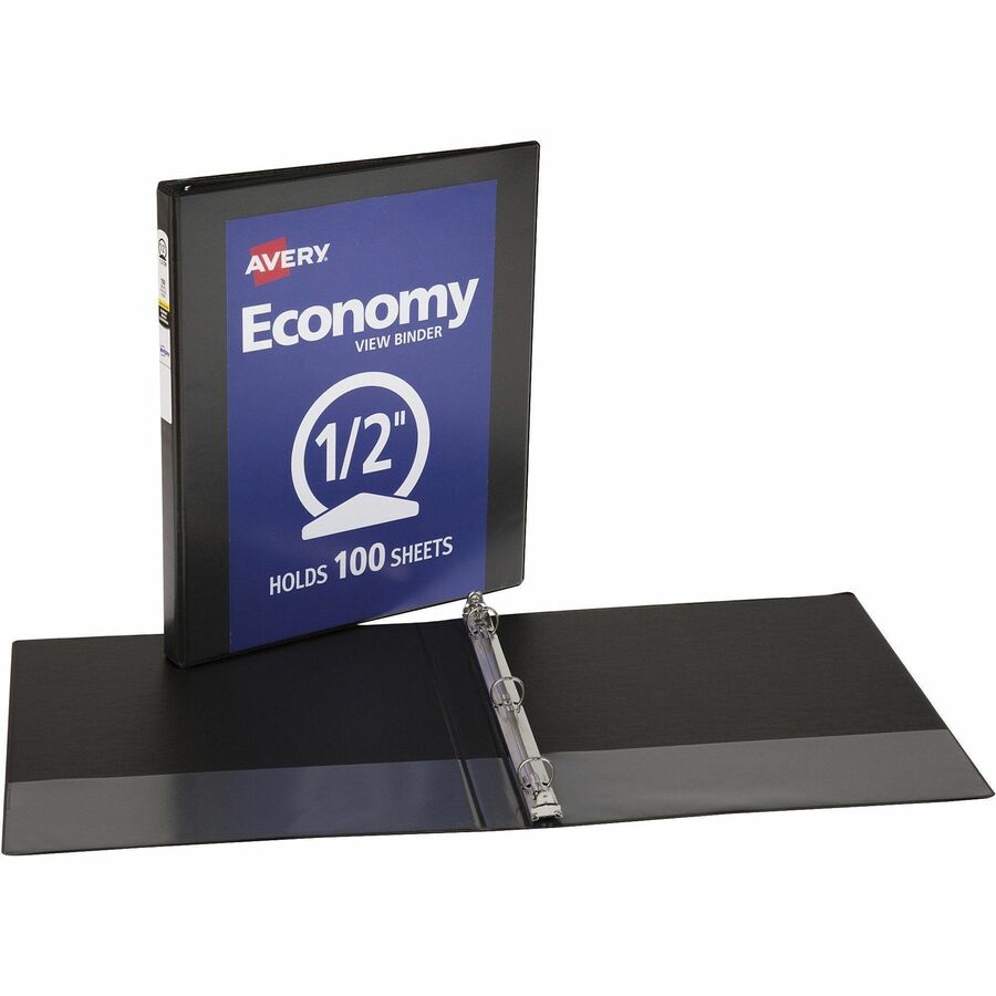 Image of Avery® View Binder, 1/2" Round Rings, Economy, 11"x8-1/2", 4/BD, BK