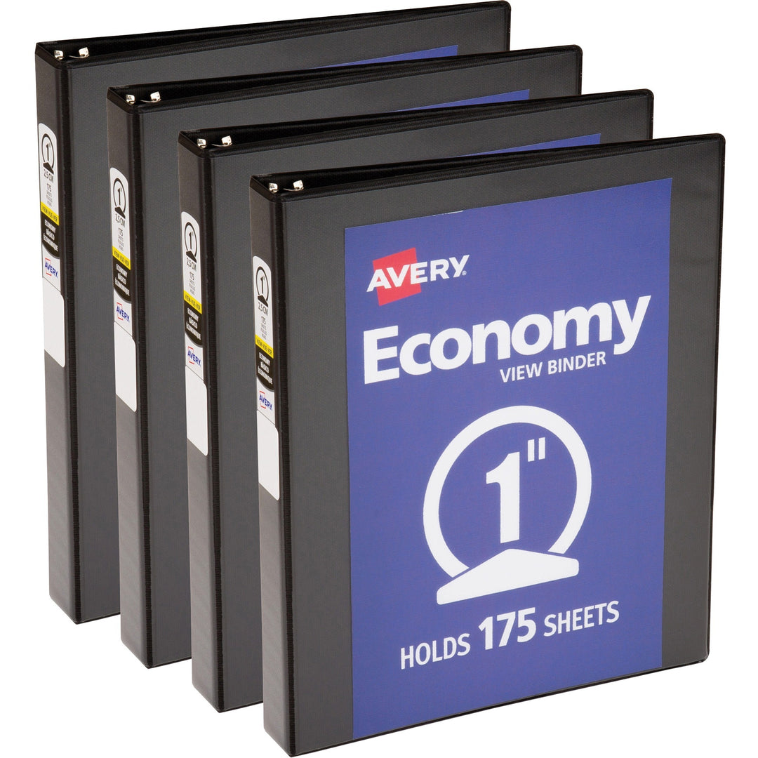 Image of Avery® View Binder, 1" Round Rings, Economy, 11"x8-1/2", 4/BD, BK