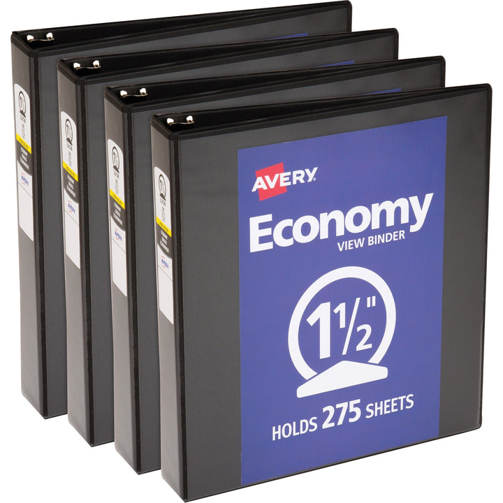 Image of Avery® View Binder,1-1/2" Round Rings,Economy,11"x8-1/2",4/BD,BK