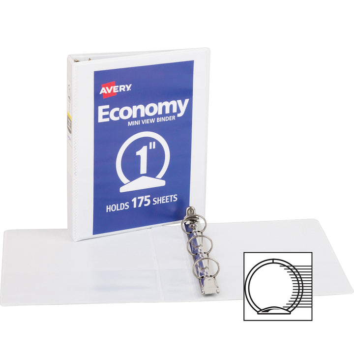 Image of Avery® View Binder, 1" Round Rings, Economy, 5-1/2"x8-1/2", 4/BD,WE