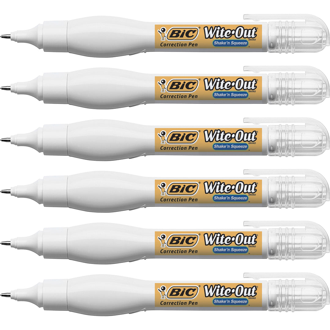 Image of BIC® Correction Pen,Fast Drying,Needlept Tip,8ml,Blister,6/BX, WE