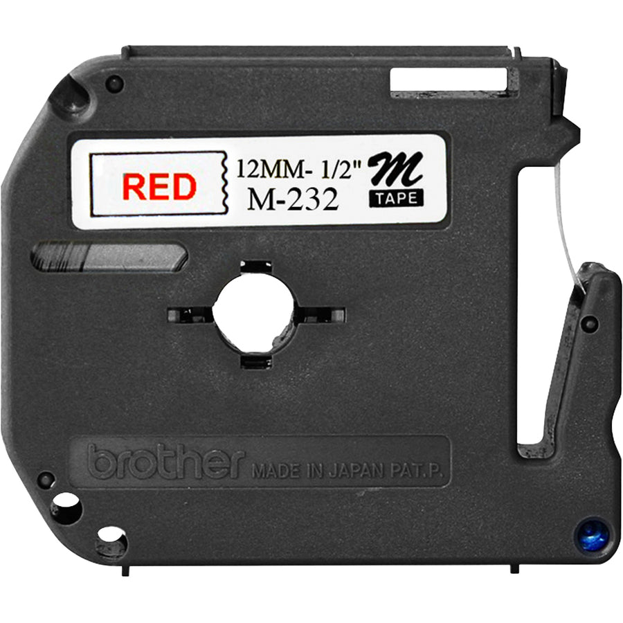 Image of P-touch MK232BD P-touch Nonlaminated M Series Tape Cartridge, 1/2" W x 26 1/5 ft Length, Rectangle, Direct Thermal, White, 3 / Bundle