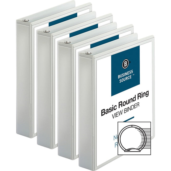 Image of Business Source View Binders, w/ 2 Inside Pockets, 1-1/2" Capacity, 4/BD, WE