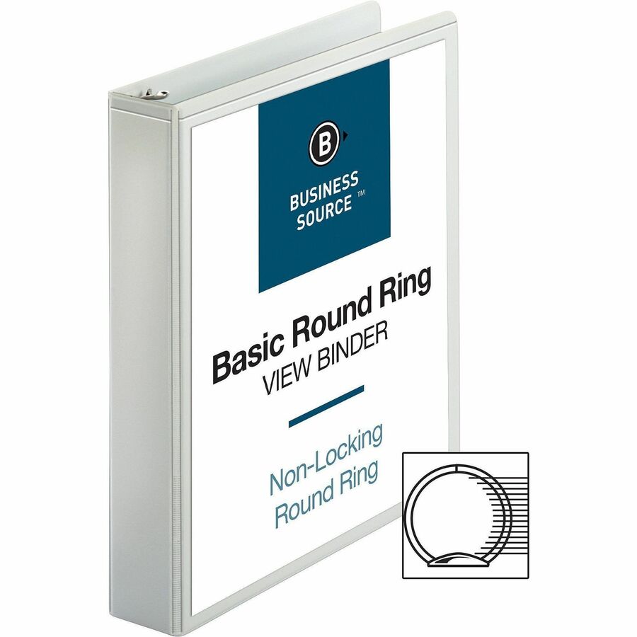 Image of Business Source View Binders, w/ 2 Inside Pockets, 1-1/2" Capacity, 4/BD, WE