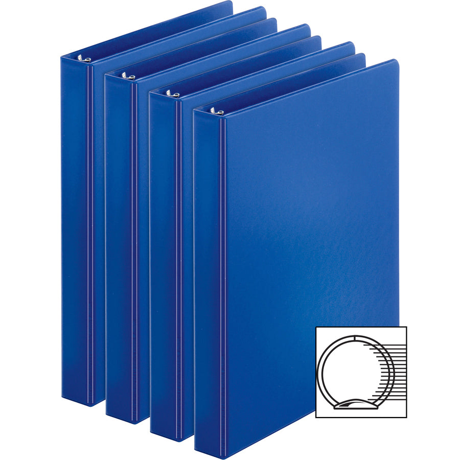 Image of Business Source Binders, Round Rings, 1" Cap, 11"x8-1/2", 4/BD, Dark Blue