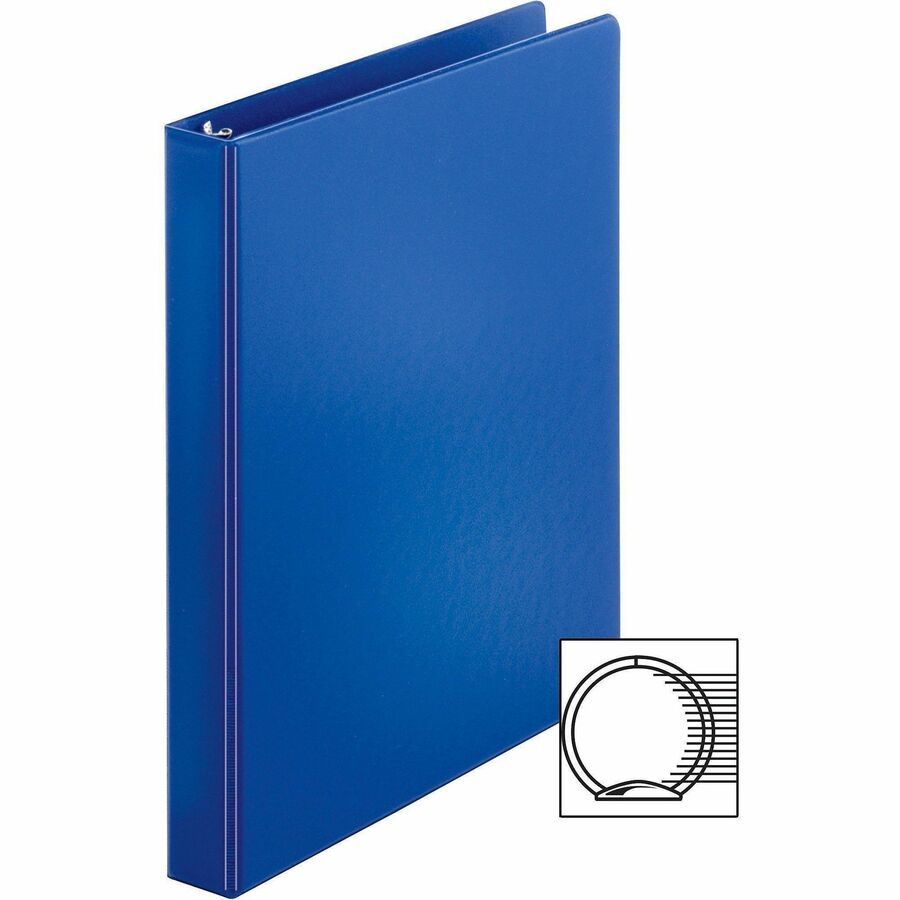 Image of Business Source Binders, Round Rings, 1" Cap, 11"x8-1/2", 4/BD, Dark Blue
