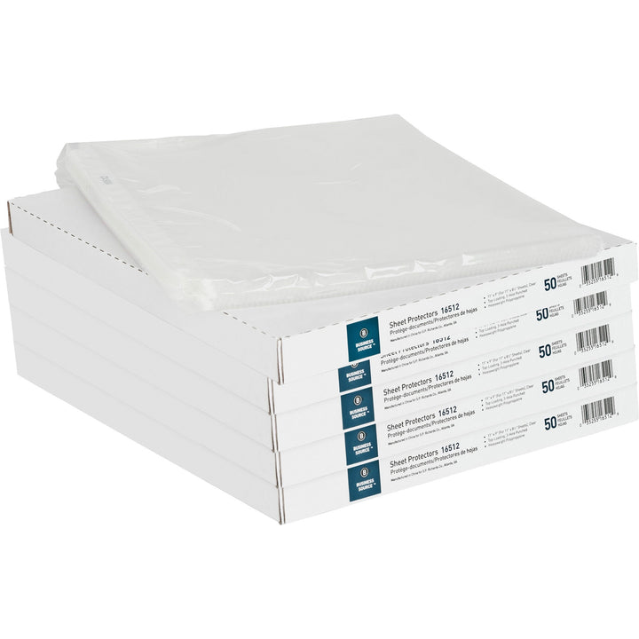 Image of Business Source Sheet Protectors,Top Load,3.3 mil,11"x8-1/2",50/BX,5BX/BD,CL