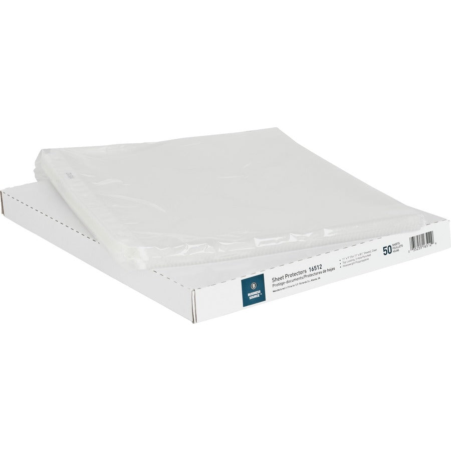 Image of Business Source Sheet Protectors,Top Load,3.3 mil,11"x8-1/2",50/BX,5BX/BD,CL