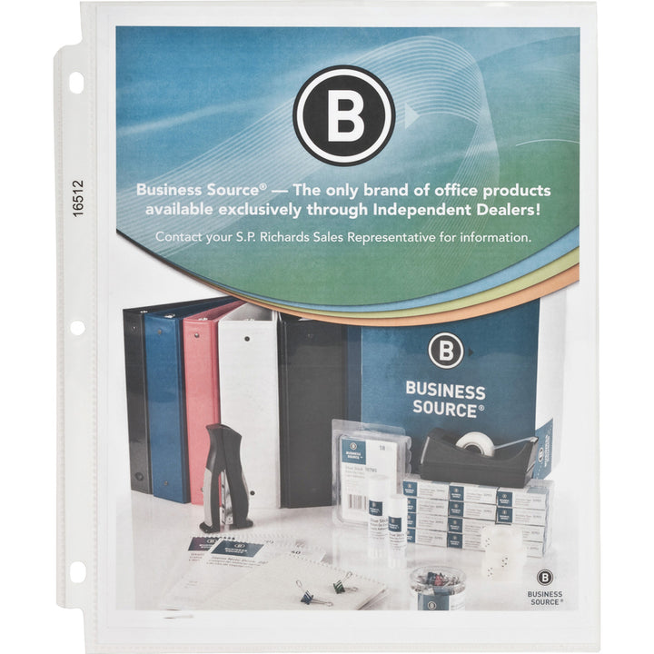 Image of Business Source Sheet Protectors,Top Load,3.3 mil,11"x8-1/2",50/BX,5BX/BD,CL