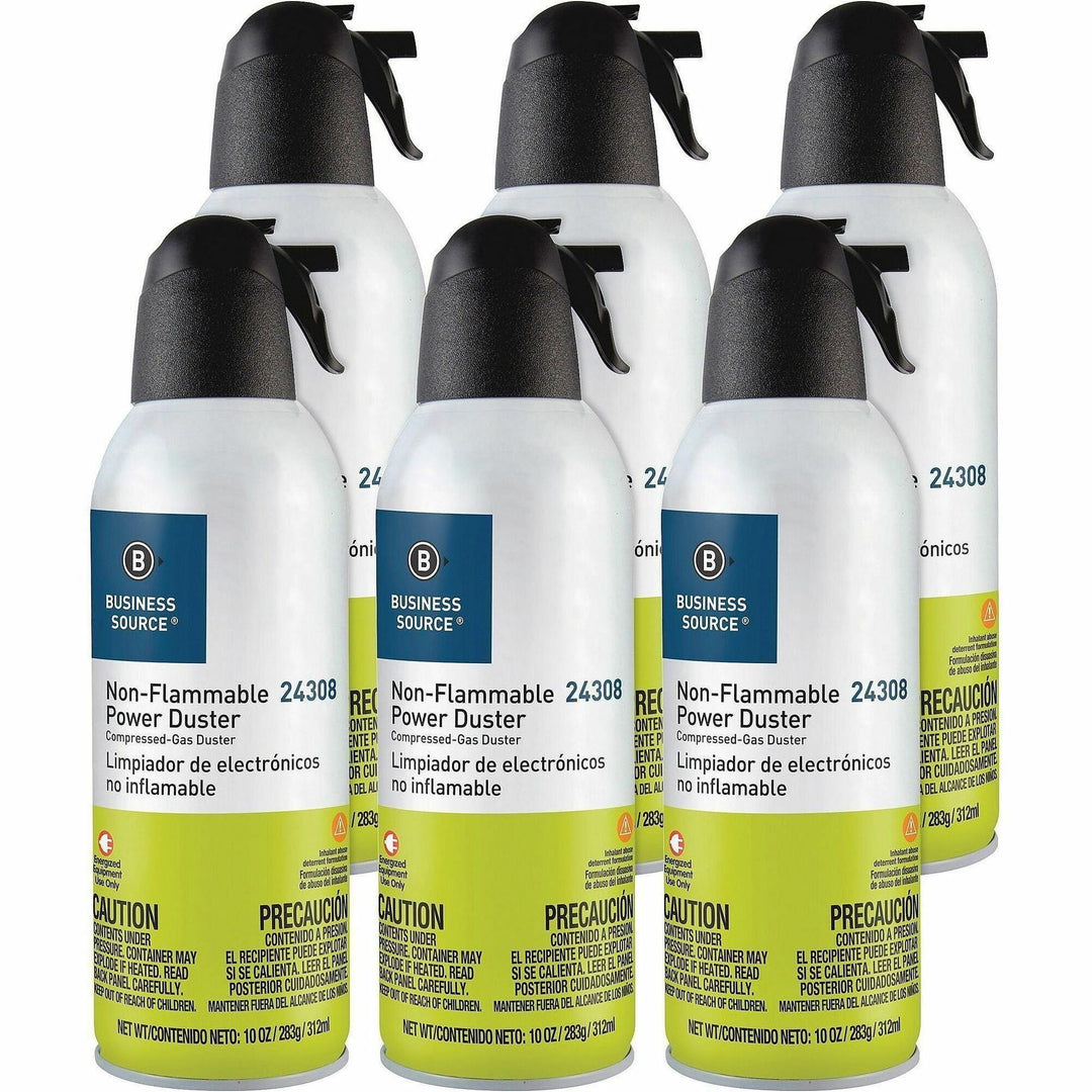 Image of Business Source 24310 Nonflammable Power Duster, For Computer Equipment, 10 oz, Non-flammable, Ozone-safe, MultiCan, 6 / Pack
