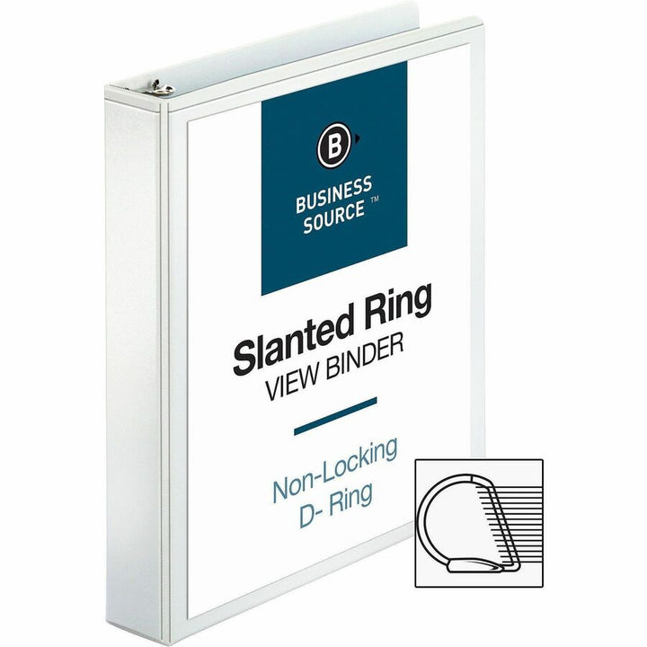 Image of Business Source D-Ring Binders, w/Pockets, 1-1/2" Cap, 8-1/2"x11", 4/BD, WE