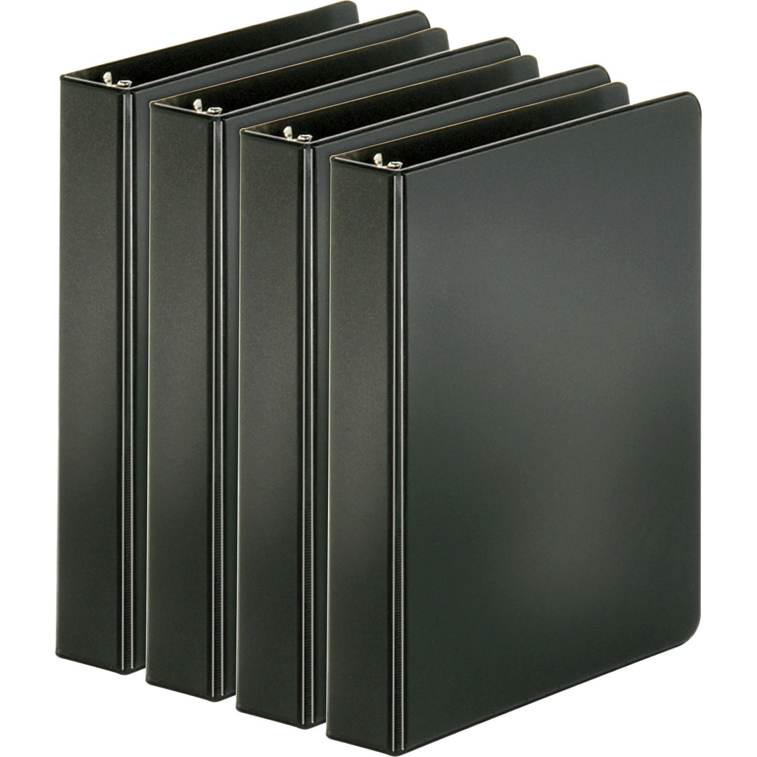 Image of Business Source Binders, Round Rings, 1" Cap, 8-1/2"x5-1/2", 4/BD, Black