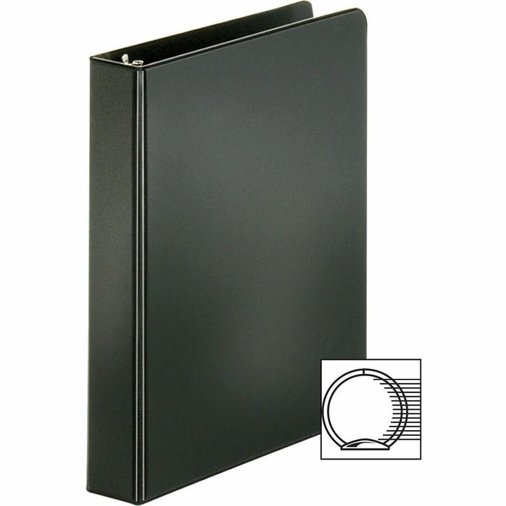 Image of Business Source Binders, Round Rings, 1" Cap, 8-1/2"x5-1/2", 4/BD, Black