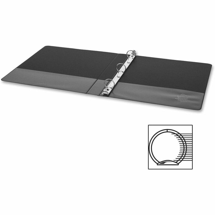 Image of Business Source Binders, Round Rings, 1" Cap, 8-1/2"x5-1/2", 4/BD, Black