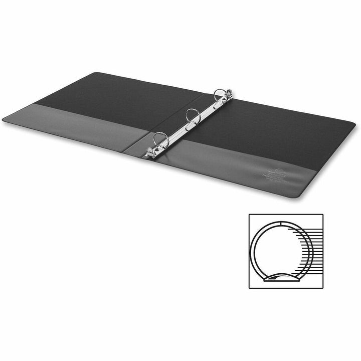 Image of Business Source Binders, Round Rings, 1" Cap, 8-1/2"x5-1/2", 4/BD, Black