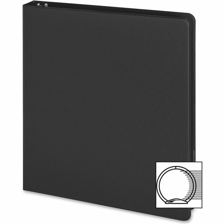 Image of Business Source Binders, Round Rings, 1" Cap, 8-1/2"x5-1/2", 4/BD, Black
