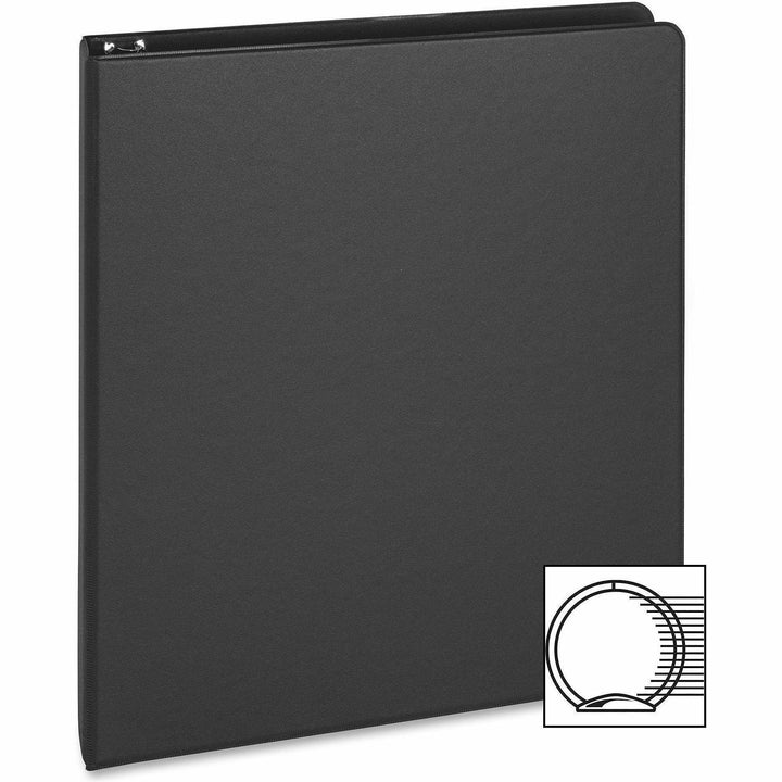 Image of Business Source Binders, Round Rings, 1" Cap, 8-1/2"x5-1/2", 4/BD, Black